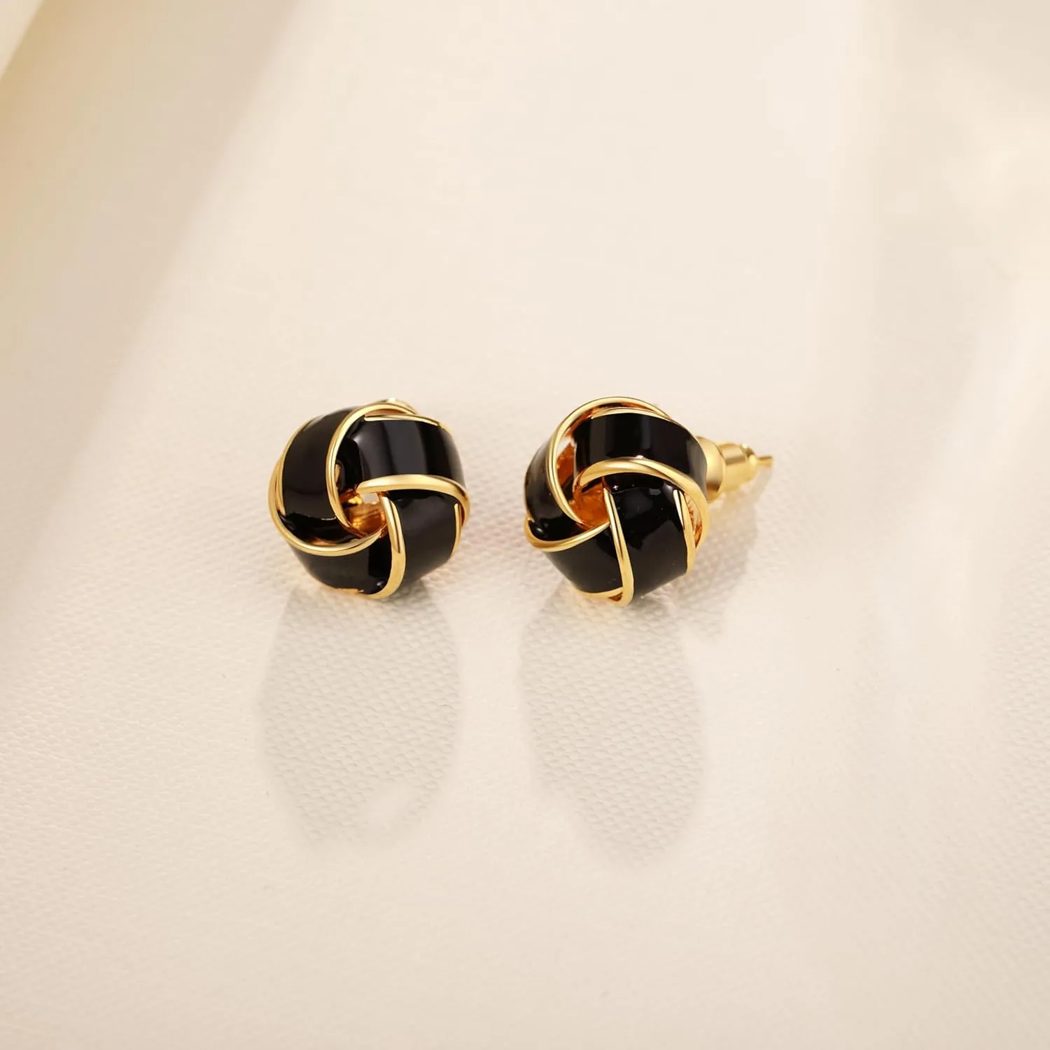 Knot Enamel 18K Gold plated Stud Earrings for Women | 925 Sterling Silver Posts |