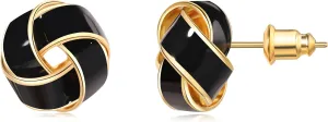 Knot Enamel 18K Gold plated Stud Earrings for Women | 925 Sterling Silver Posts |