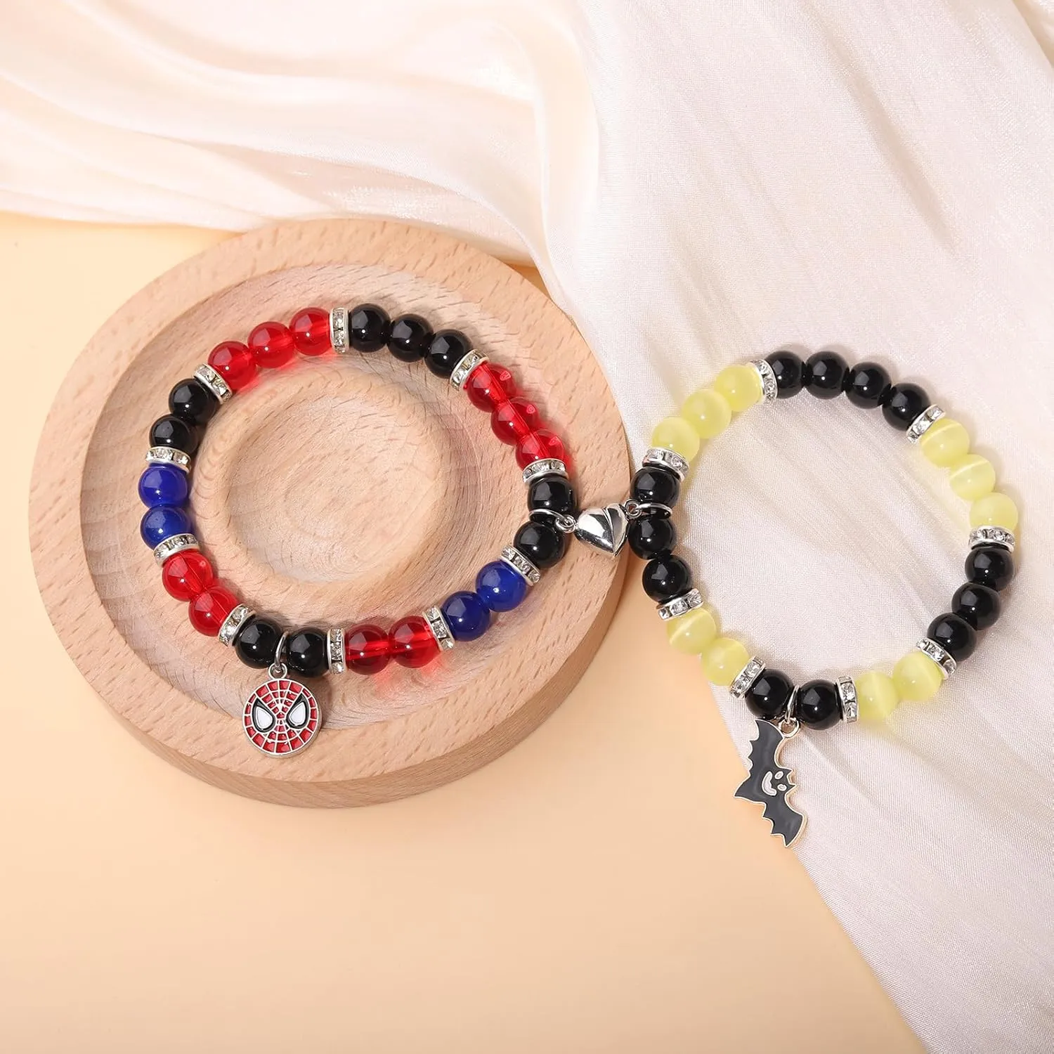 Korotho Matching Spider Bracelets for Couples Best Friend, Christmas Matching Heart Charm Bracelets Gifts for Couples Friends Spider Friendship Jewelry to Sister Bestie Long Distance Gift for Bf Gf