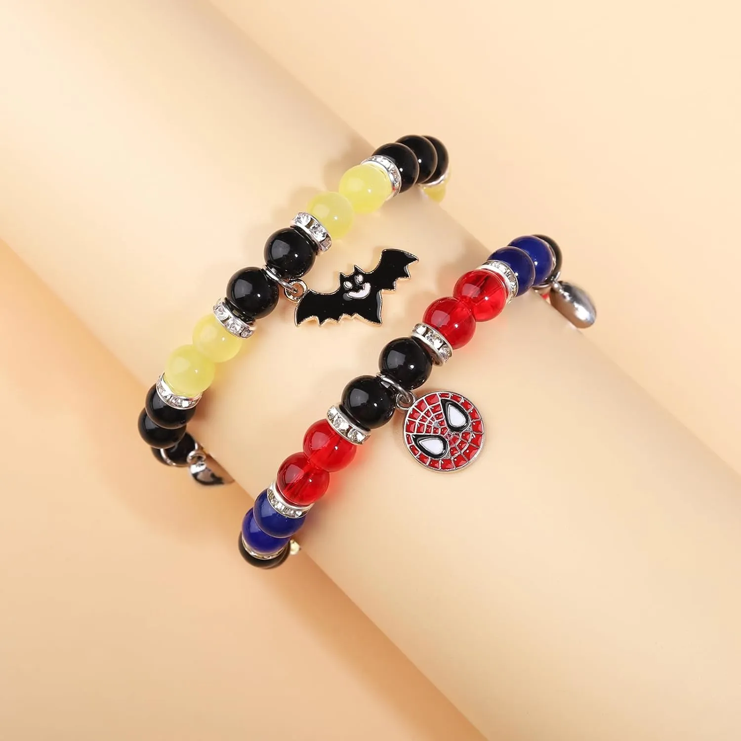 Korotho Matching Spider Bracelets for Couples Best Friend, Christmas Matching Heart Charm Bracelets Gifts for Couples Friends Spider Friendship Jewelry to Sister Bestie Long Distance Gift for Bf Gf