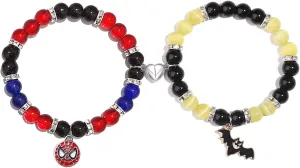 Korotho Matching Spider Bracelets for Couples Best Friend, Christmas Matching Heart Charm Bracelets Gifts for Couples Friends Spider Friendship Jewelry to Sister Bestie Long Distance Gift for Bf Gf