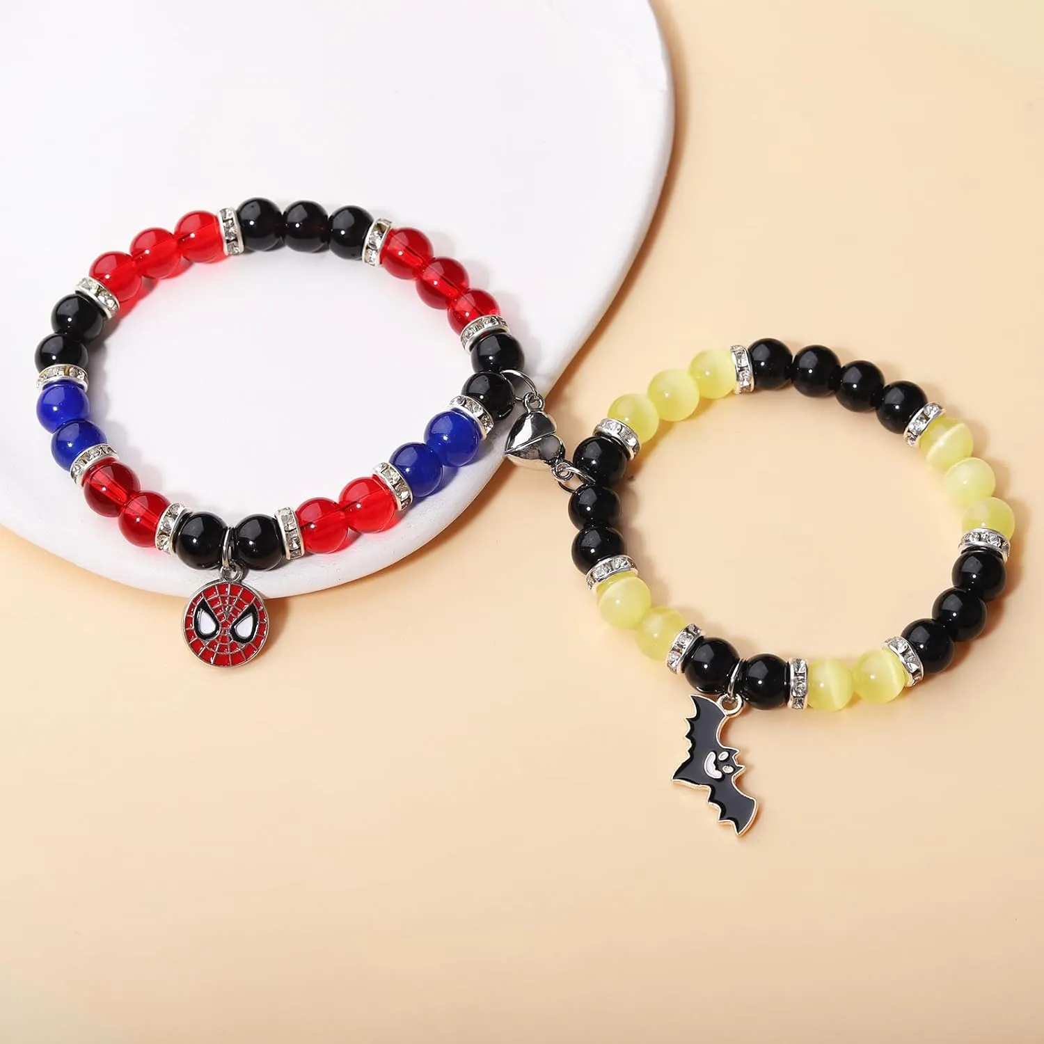 Korotho Matching Spider Bracelets for Couples Best Friend, Christmas Matching Heart Charm Bracelets Gifts for Couples Friends Spider Friendship Jewelry to Sister Bestie Long Distance Gift for Bf Gf