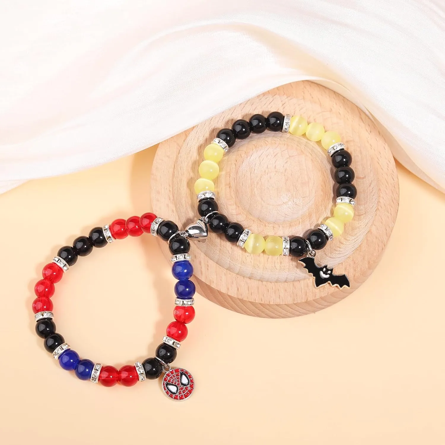 Korotho Matching Spider Bracelets for Couples Best Friend, Christmas Matching Heart Charm Bracelets Gifts for Couples Friends Spider Friendship Jewelry to Sister Bestie Long Distance Gift for Bf Gf