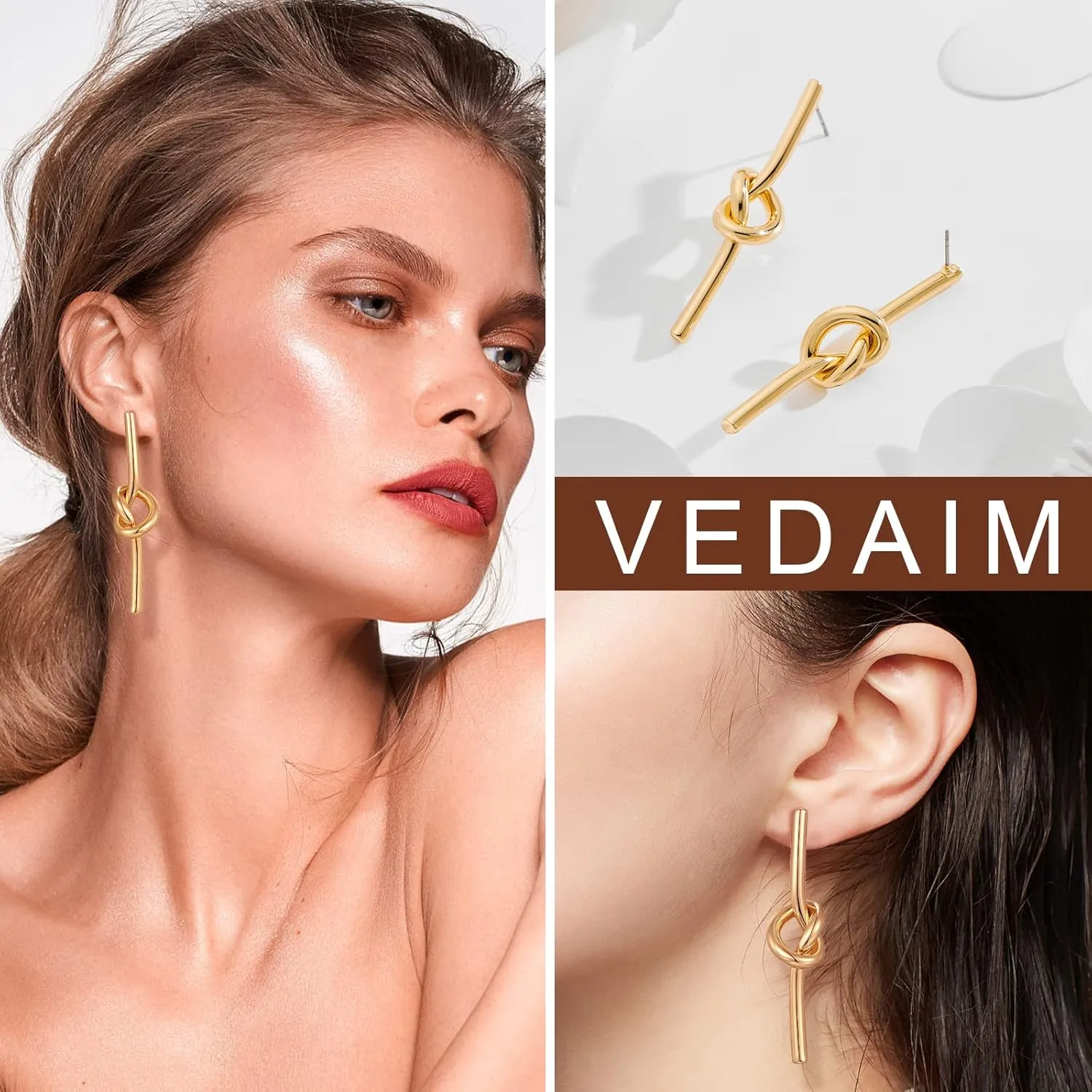 Large Gold Knot Hoop Earrings for Women 18K Gold Hoop Earrings Statement Lightweight Hoops Trendy Gold Hoops Earrings Jewelry
