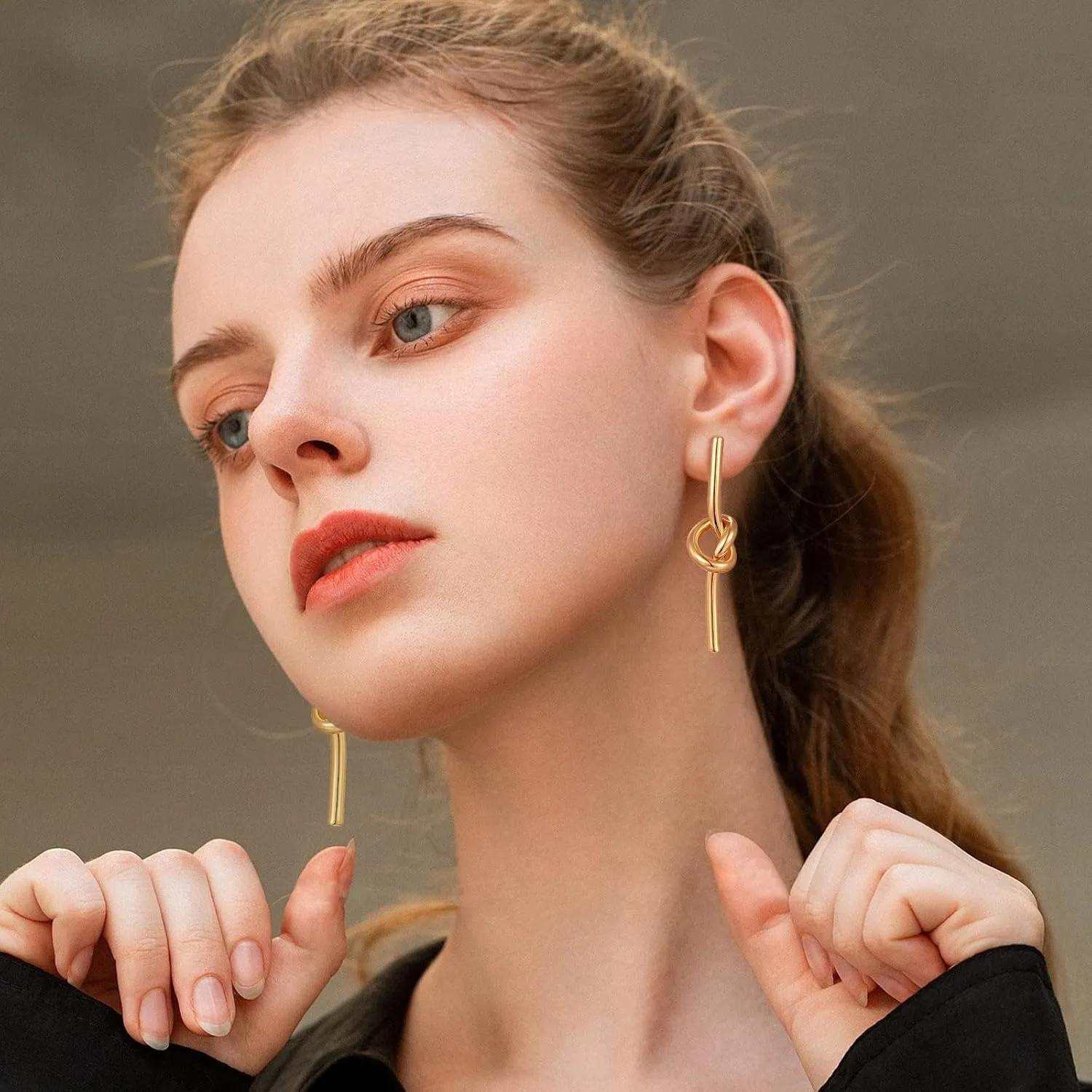 Large Gold Knot Hoop Earrings for Women 18K Gold Hoop Earrings Statement Lightweight Hoops Trendy Gold Hoops Earrings Jewelry