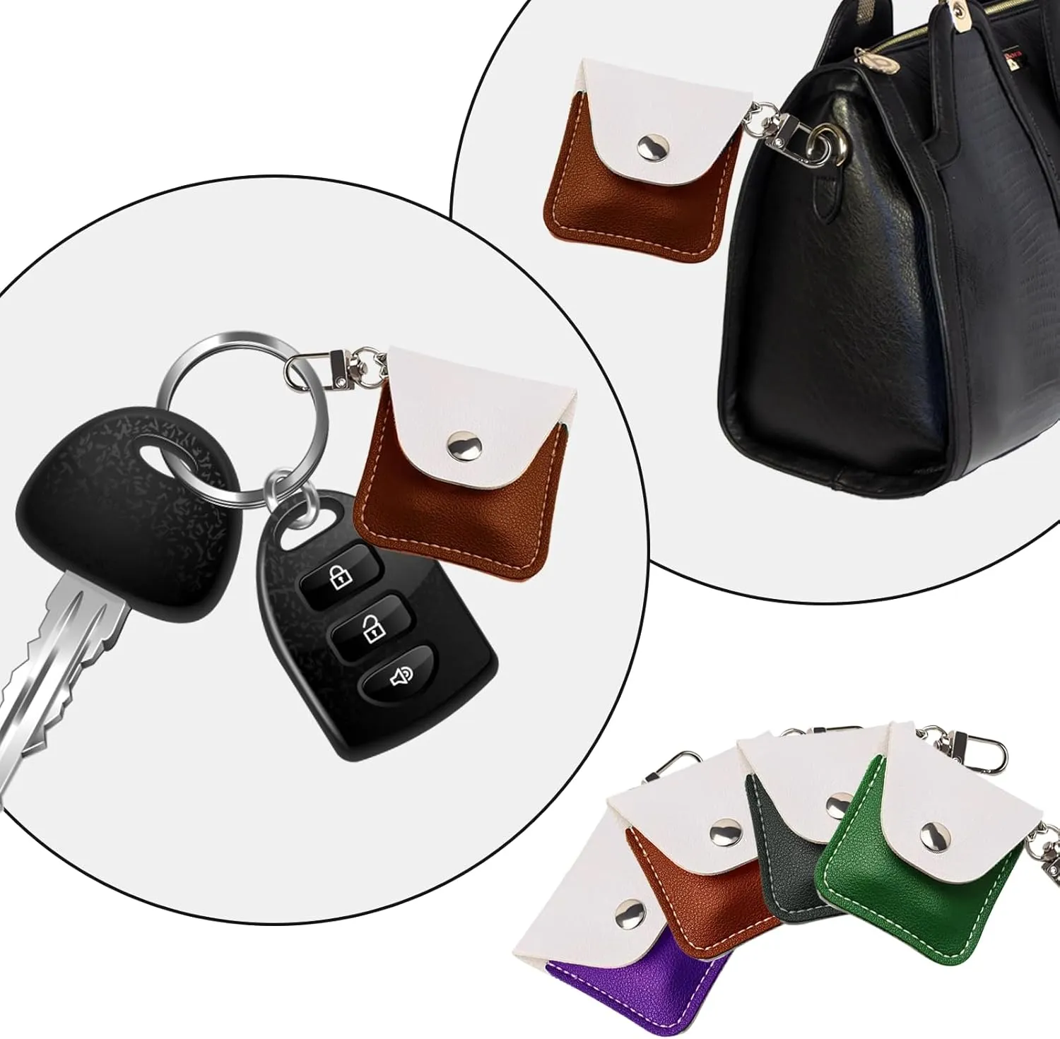 Leather Ring Holder Keychain for Gym, Portable Jewelry Travel Ring Keeper Case for Wedding ring and Necklaces