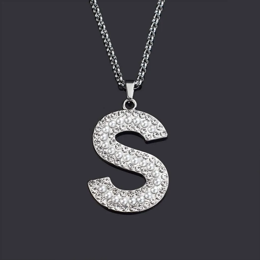 Letter Pendant Initial Necklace for Women Letter Necklace Family Name Necklace for Men Letter Chain A-Z Alphabet Pendant Necklaces Charms Jewelry for Birthday Anniversary
