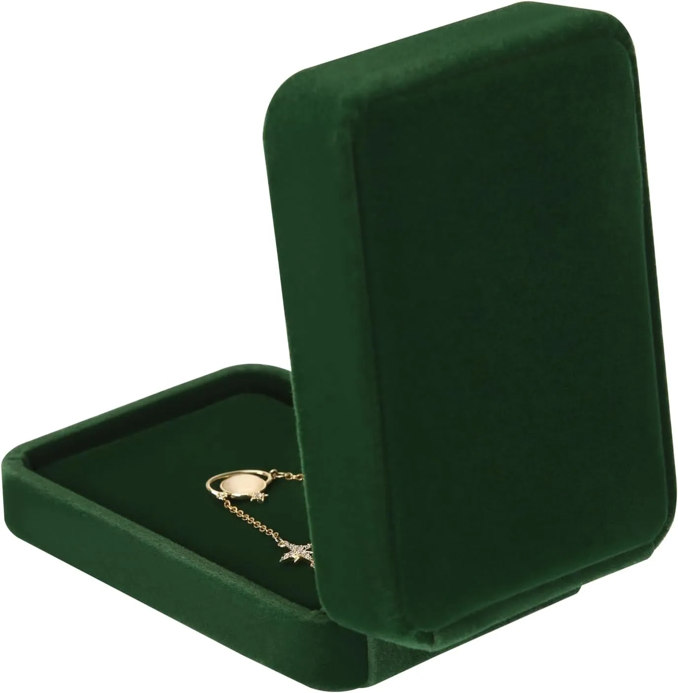 LETURE 3 Pieces Velvet Pendant Necklace Gift Boxes Set, Classic Jewelry Packaging Storage Case, Jewellry Display Box for Wedding, Engagement, Proposal, Birthday and Anniversary (Green-3pcs)