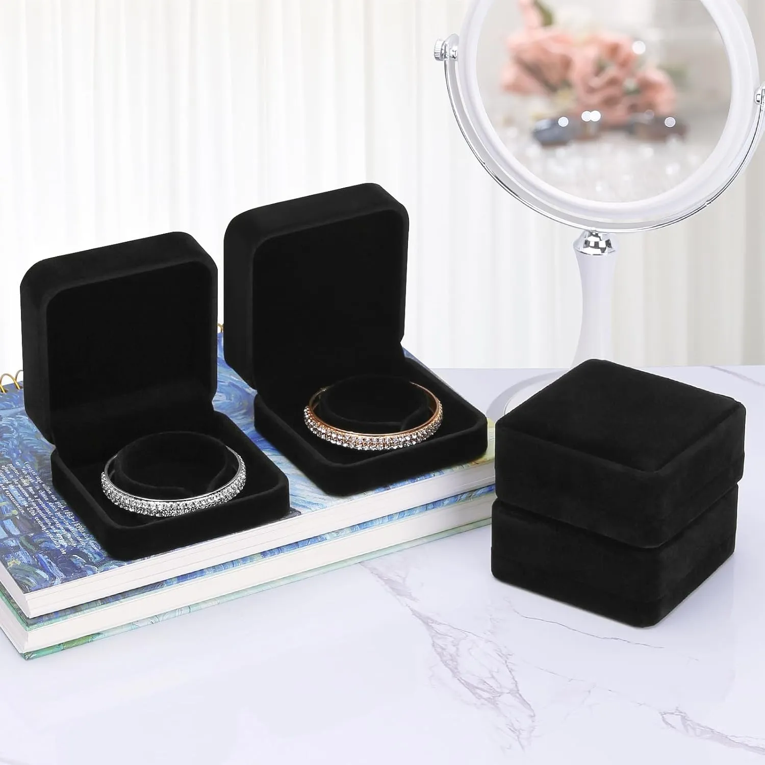 LETURE 6 Pieces Velvet Jewelry Gift Boxes for Necklace Pendant Bracelet Ring Earring, Jewelry Storage Display Case for Christmas Wedding Engagement Birthday Anniversary (Bracelet Box - 6PCS)