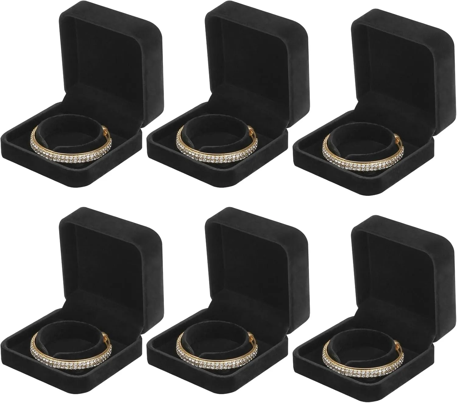 LETURE 6 Pieces Velvet Jewelry Gift Boxes for Necklace Pendant Bracelet Ring Earring, Jewelry Storage Display Case for Christmas Wedding Engagement Birthday Anniversary (Bracelet Box - 6PCS)