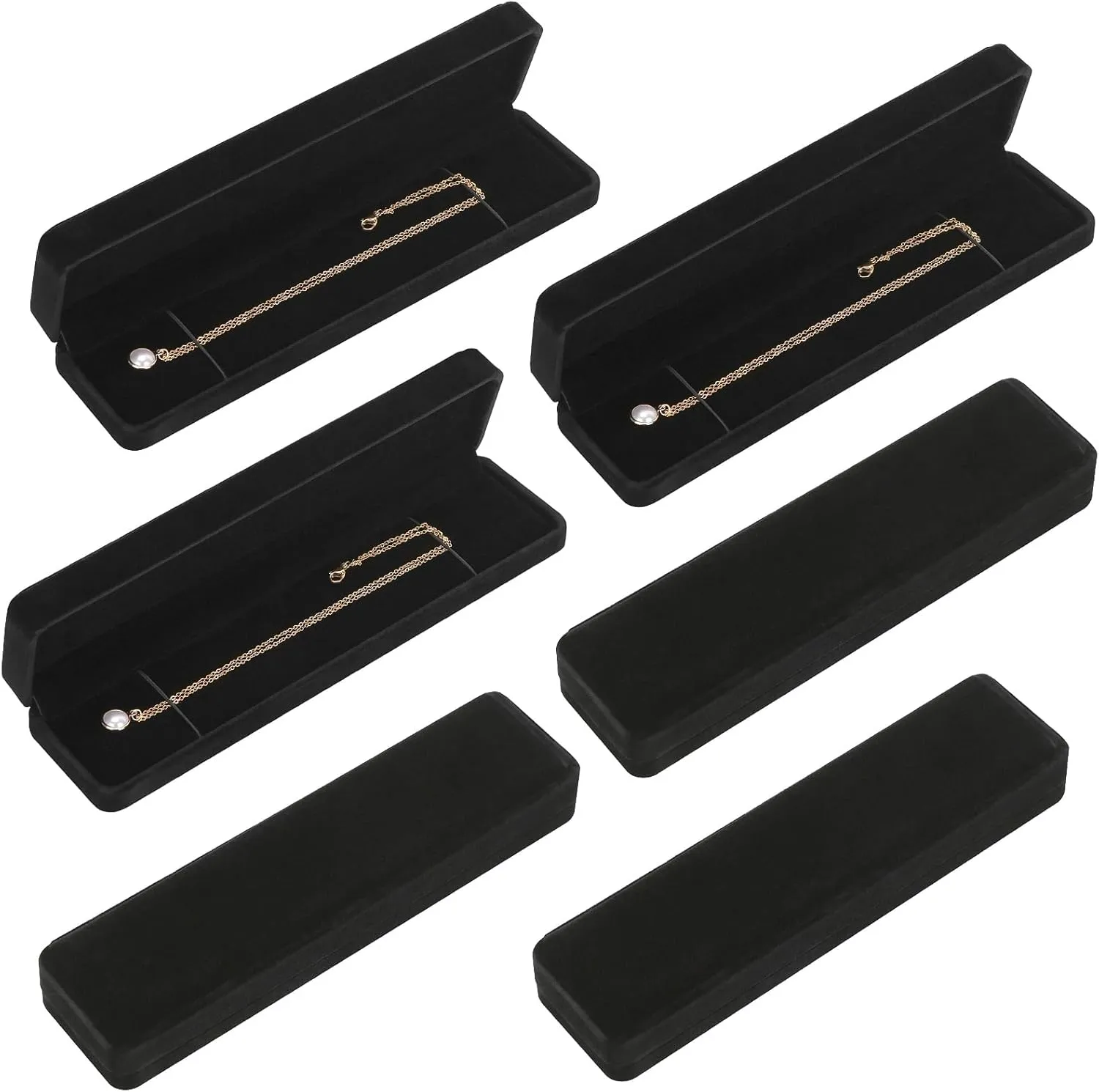 LETURE 6 Pieces Velvet Jewelry Gift Boxes for Necklace Pendant Bracelet Ring Earring, Jewelry Storage Display Case for Christmas Wedding Engagement Birthday Anniversary (Necklace Box -6PCS)