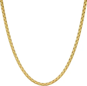 LIFETIME JEWELRY 2.2mm Rounded Box Chain Necklace for Women & Men 24k Gold Plated