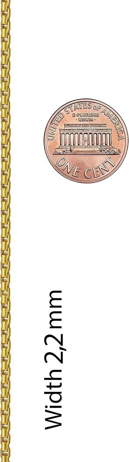 LIFETIME JEWELRY 2.2mm Rounded Box Chain Necklace for Women & Men 24k Gold Plated
