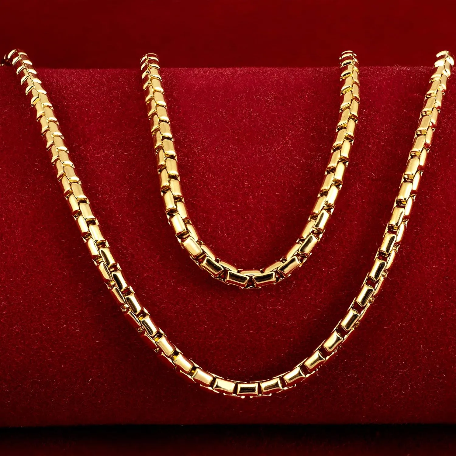 LIFETIME JEWELRY 2.2mm Rounded Box Chain Necklace for Women & Men 24k Gold Plated