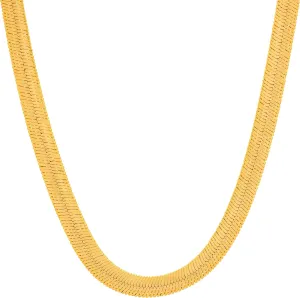 LIFETIME JEWELRY 5mm Flexible Herringbone Chain Necklace 24k Real Gold Plated