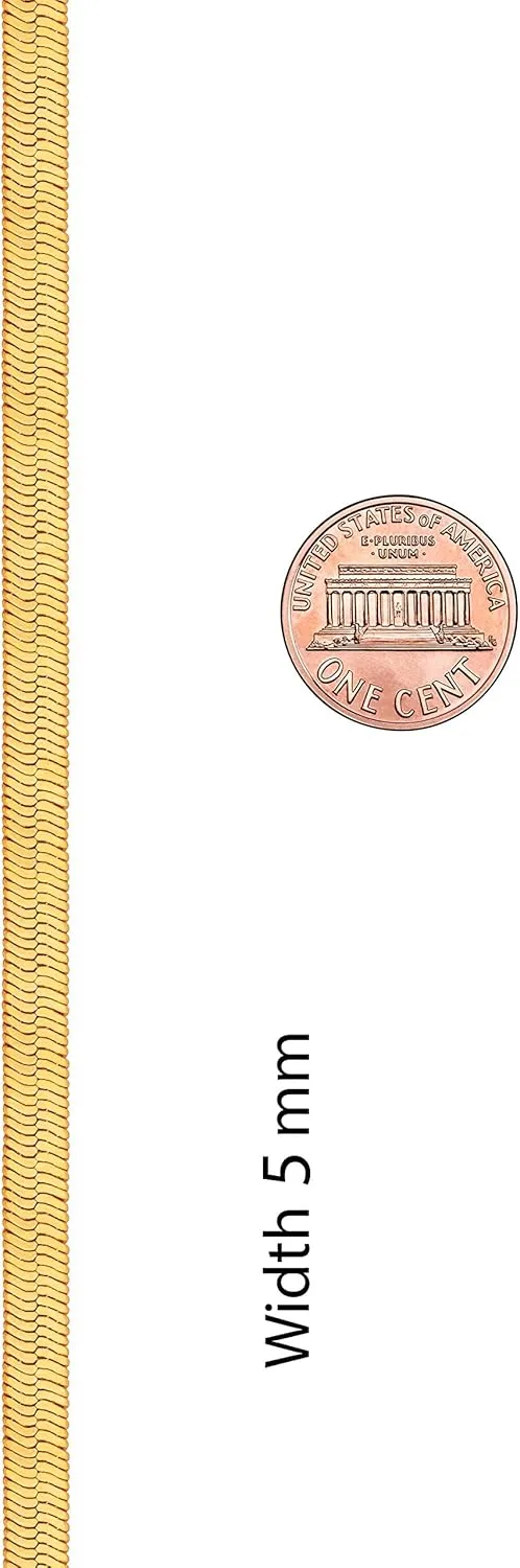 LIFETIME JEWELRY 5mm Flexible Herringbone Chain Necklace 24k Real Gold Plated