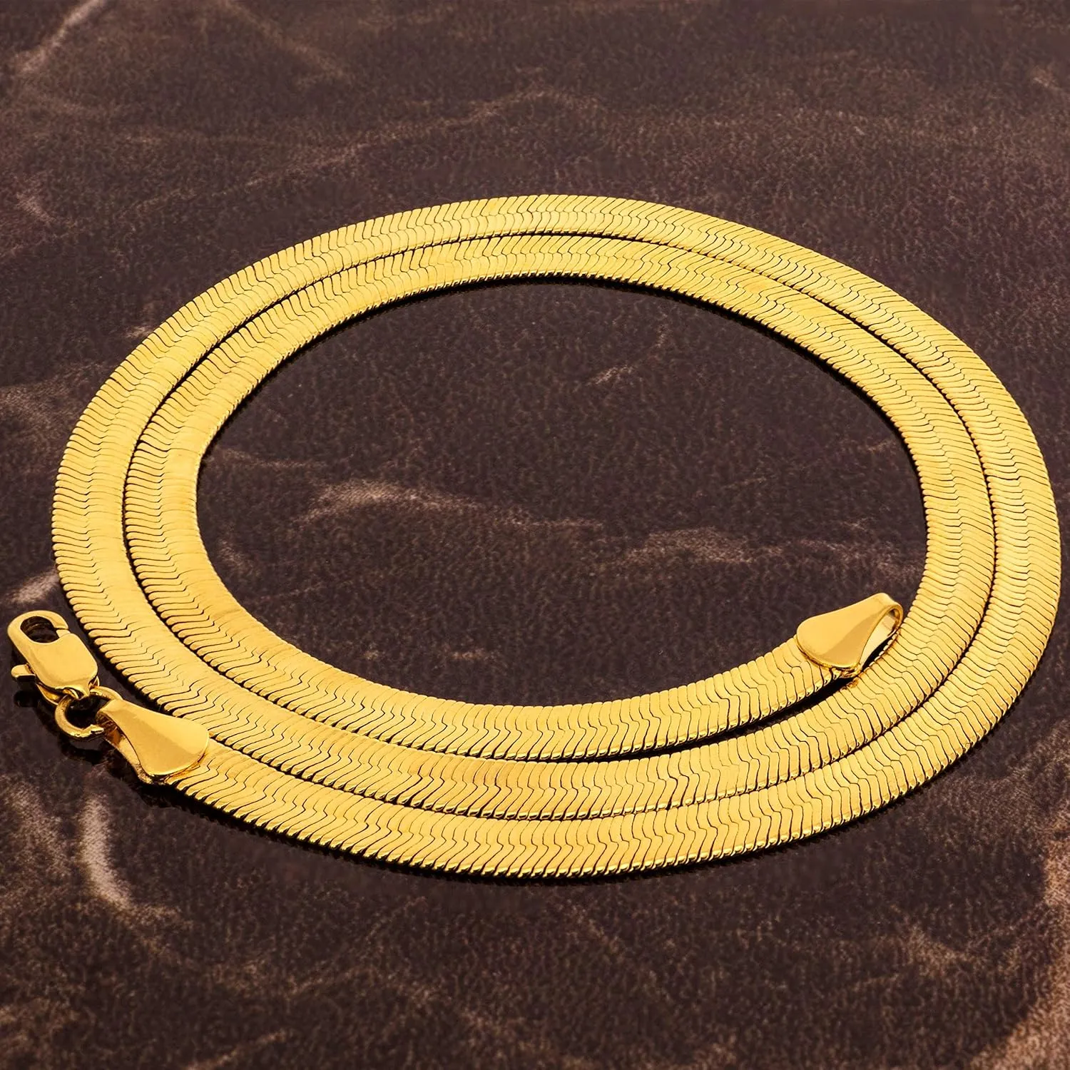 LIFETIME JEWELRY 5mm Flexible Herringbone Chain Necklace 24k Real Gold Plated