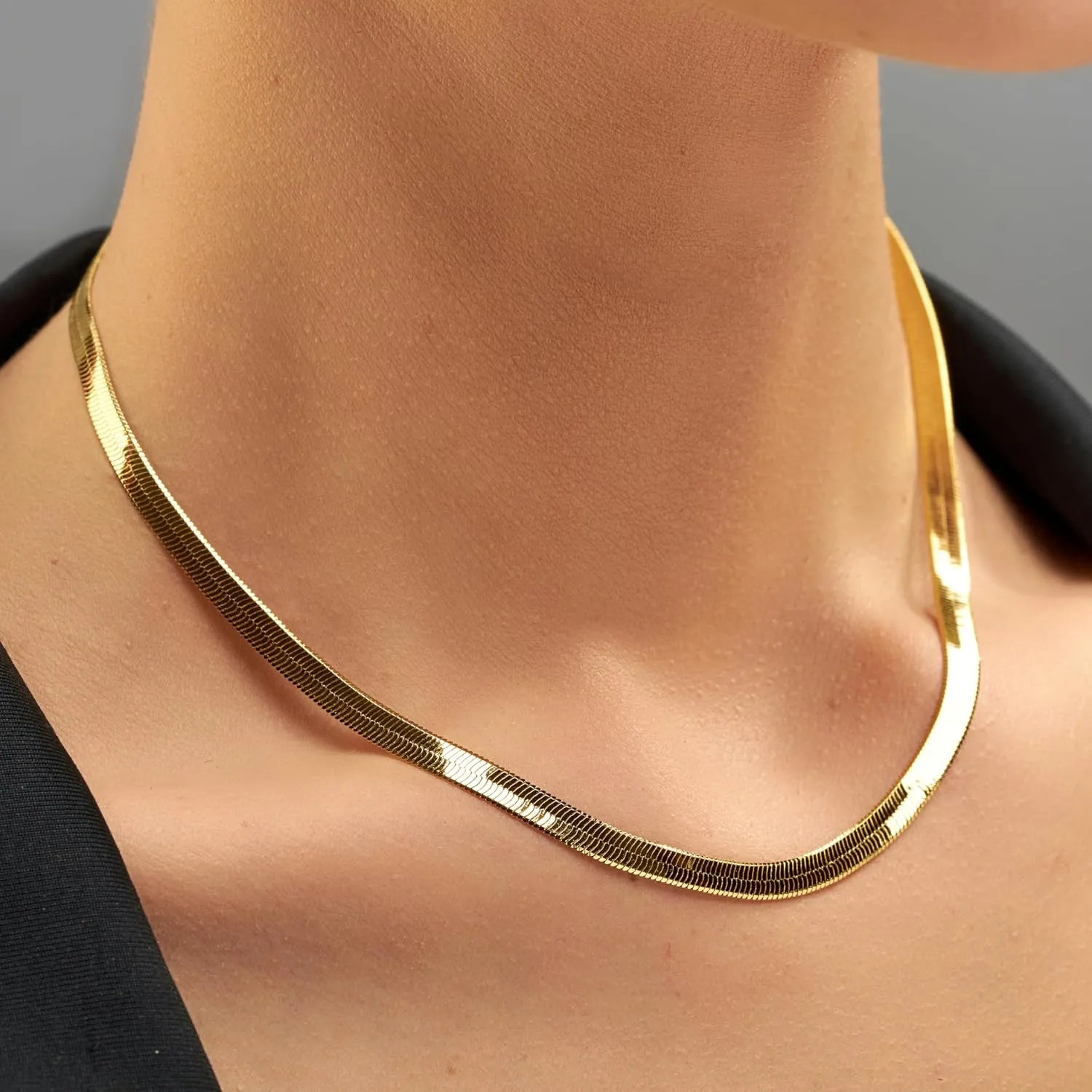 LIFETIME JEWELRY 5mm Flexible Herringbone Chain Necklace 24k Real Gold Plated
