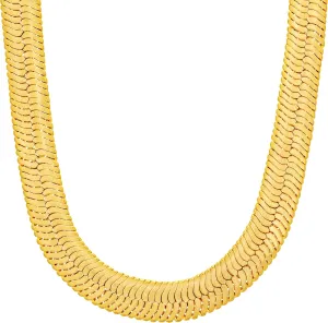 LIFETIME JEWELRY 9mm Flexible Herringbone Chain Necklace 24k Real Gold Plated