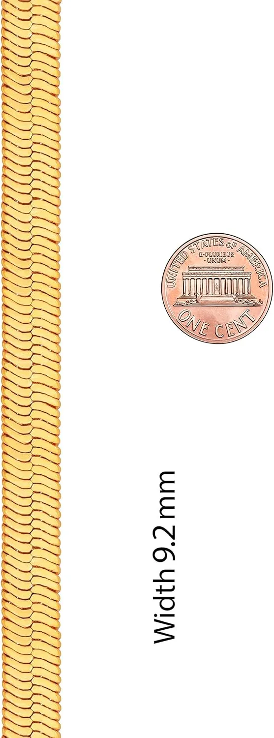 LIFETIME JEWELRY 9mm Flexible Herringbone Chain Necklace 24k Real Gold Plated