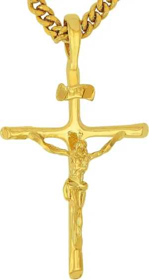 LIFETIME JEWELRY Classic Cross Necklace Chain for Men & Women 24k Real Gold Plated