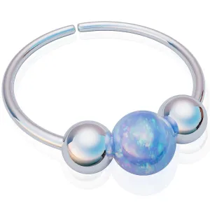 Light Blue Silver Nose Ring - Dainty 8mm Hoop 20 Gauge Silver Opal Piercing  Snug 925 Sterling Silver Nose Piercings  Body Jewelry Piercing Hoops  Gift Ready Purchase