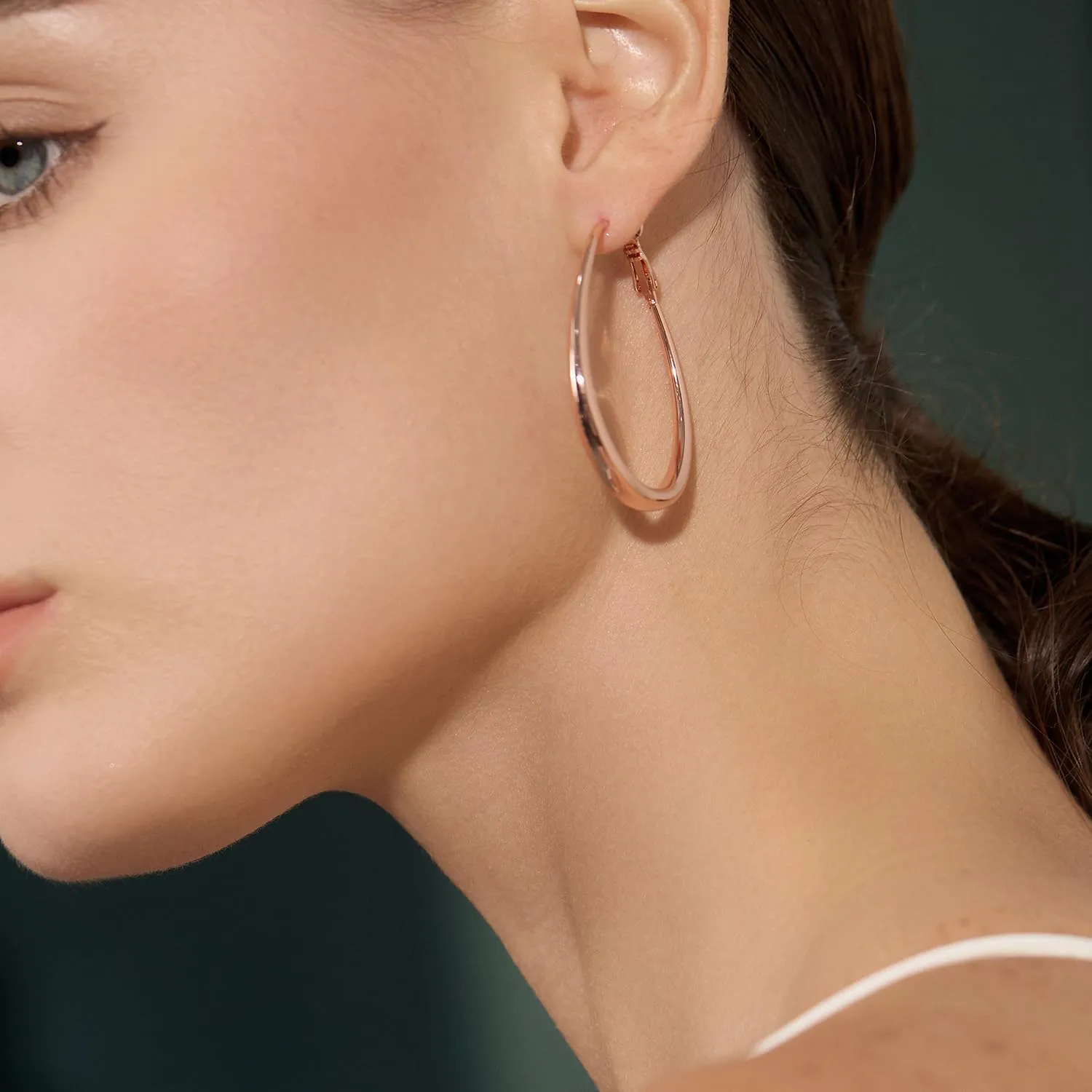 Lightweight Oval Hoop Earrings for Women - 14K Gold Plated, Rose Gold Plated and Sterling Silver Plated Large Oblong Hoop Earrings for Women Statement Jewelry Gift