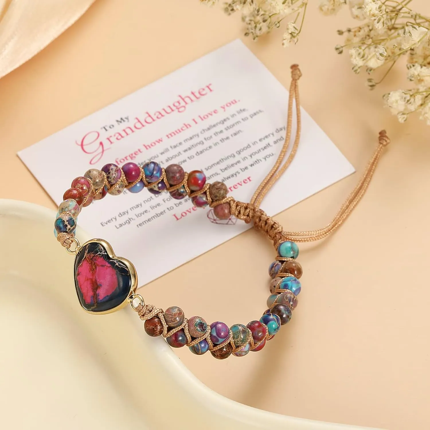 LIU JUN Mothers Day Gifts for Mom Grandma, Agate/Amethyst/Emperor Jasper Bracelets for Women Teen Girls Mothers Day Gifts for Mom from Daughter Gifts for Grandma Aunt Sisters Women