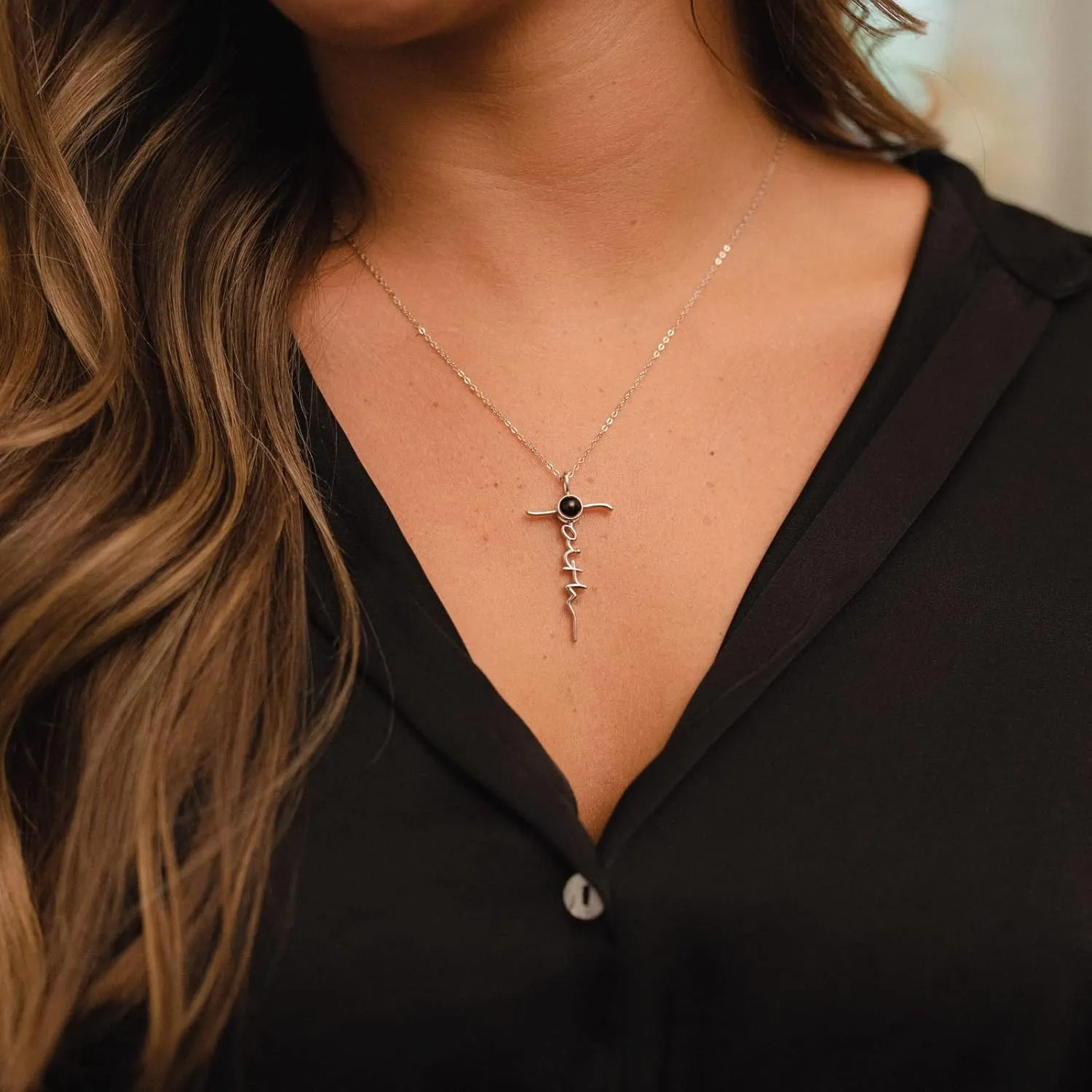 Loved Creations Faith Cross Necklace For Women, Sterling Silver Religious Jewelry, Christian Gifts Bible Verse Pendant Necklaces