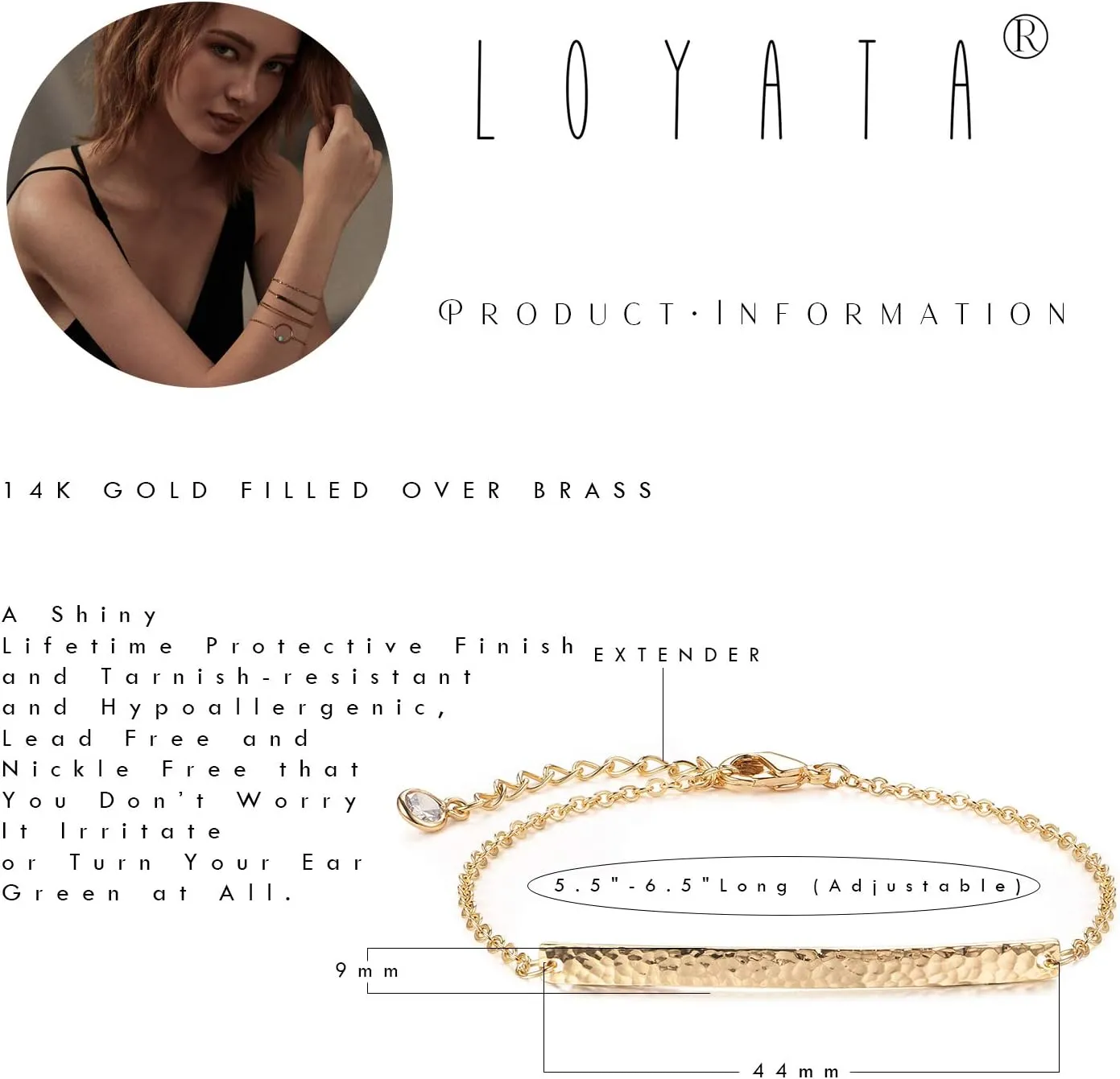 LOYATA Gold Bracelet Gold 14K Gold Filled Dainty Chain Simple Jewelry Gift for Women