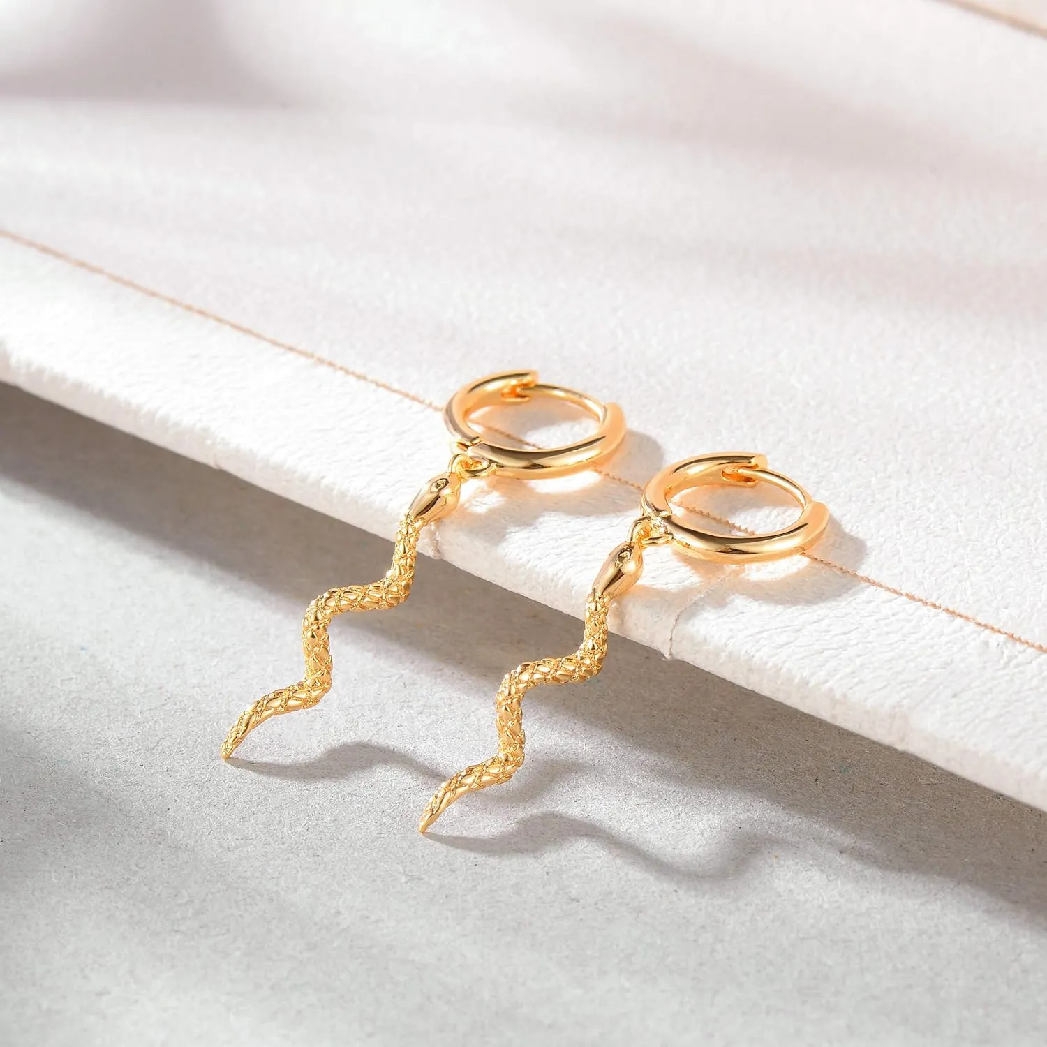 LOYATA Gold Huggie Hoop Earrings for Women Dangle Hoop Drop 14K Gold Plated Dainty Small Minimalist Cubic Zirconia Jewelry Gift