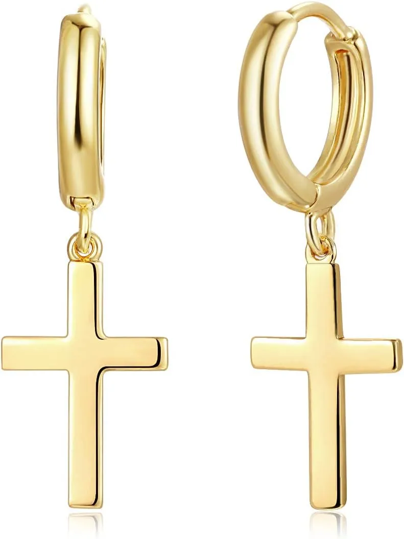 LOYATA Gold Huggie Hoop Earrings for Women Dangle Hoop Drop 14K Gold Plated Dainty Small Minimalist Cubic Zirconia Jewelry Gift