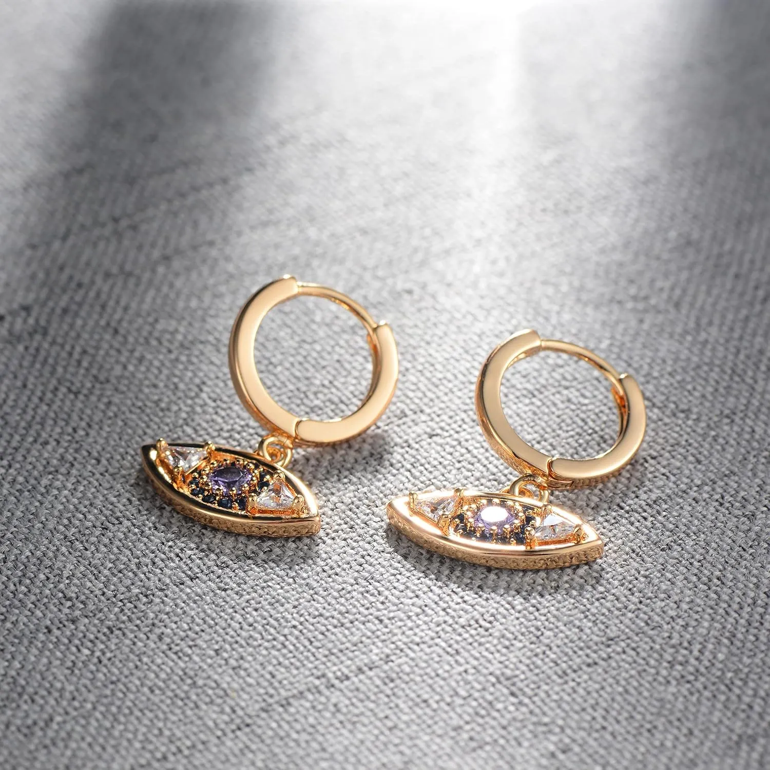 LOYATA Gold Huggie Hoop Earrings for Women Dangle Hoop Drop 14K Gold Plated Dainty Small Minimalist Cubic Zirconia Jewelry Gift
