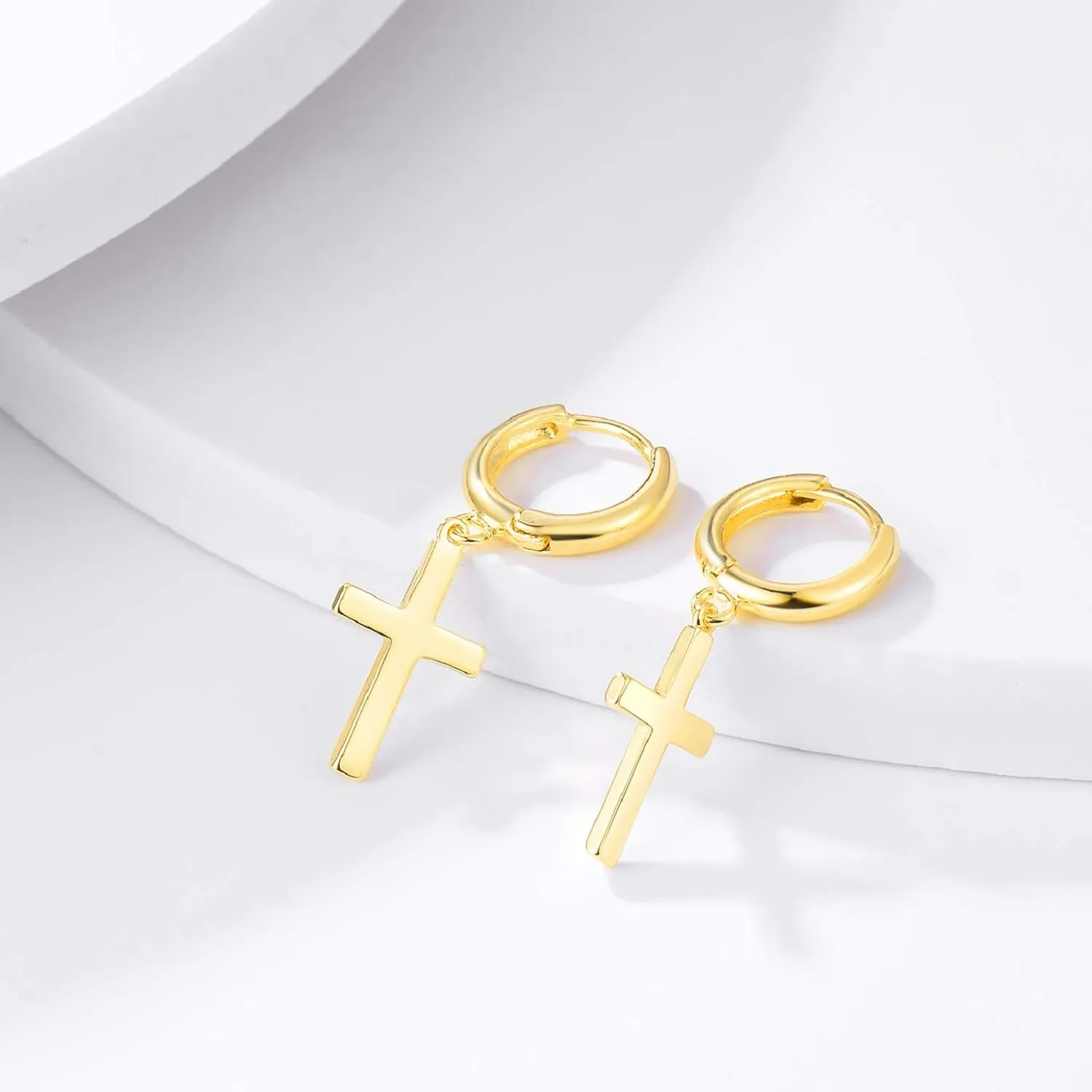 LOYATA Gold Huggie Hoop Earrings for Women Dangle Hoop Drop 14K Gold Plated Dainty Small Minimalist Cubic Zirconia Jewelry Gift