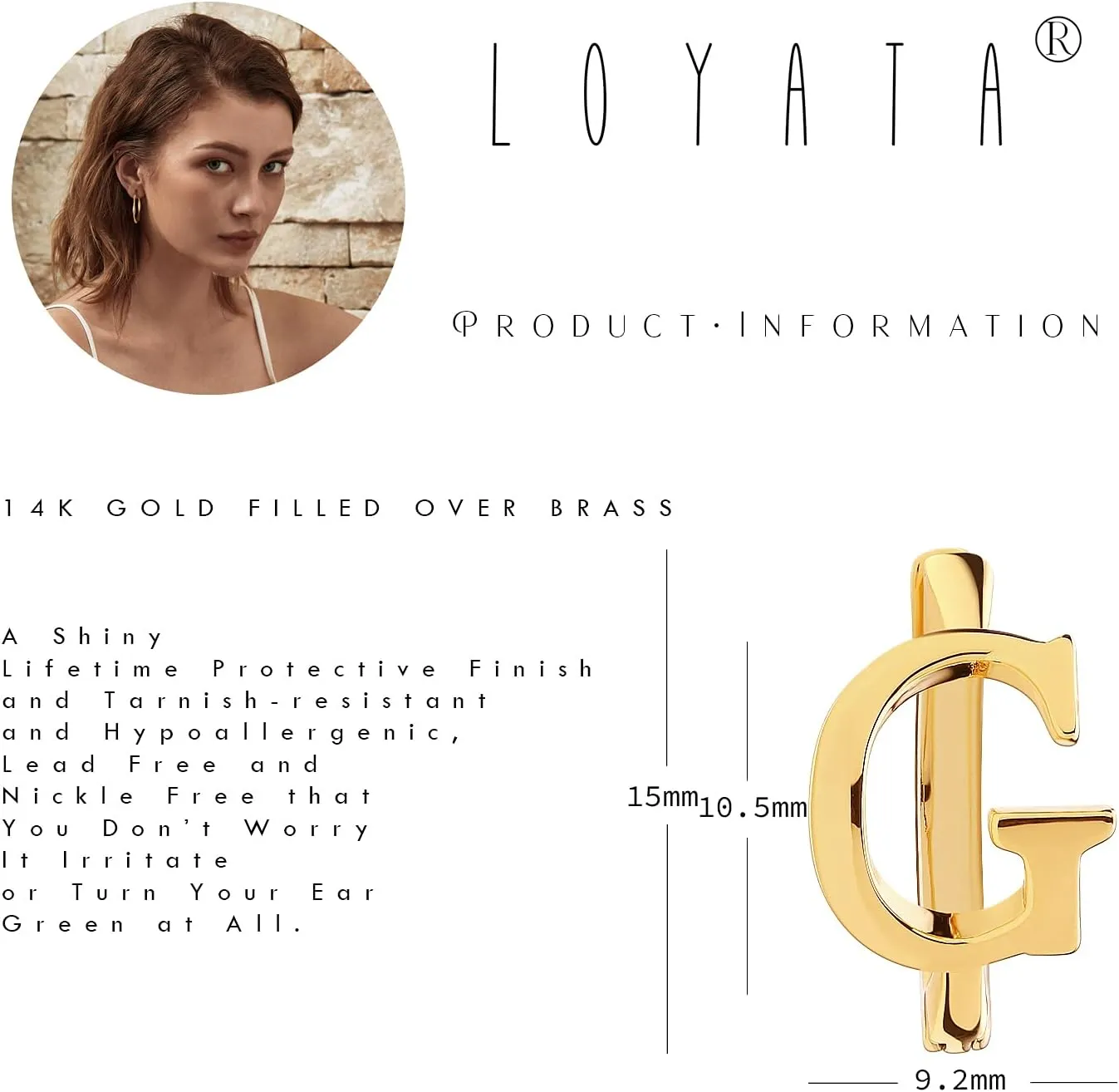 LOYATA Initial Huggie Hoop Earrings Gold Letter Sleeper 14K Gold Filled Earrings Simple Hypoallergenic Personalized Jewelry Gift for Women - 26 Letters