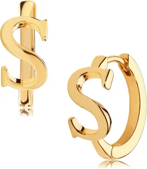 LOYATA Initial Huggie Hoop Earrings Gold Letter Sleeper 14K Gold Filled Earrings Simple Hypoallergenic Personalized Jewelry Gift for Women - 26 Letters