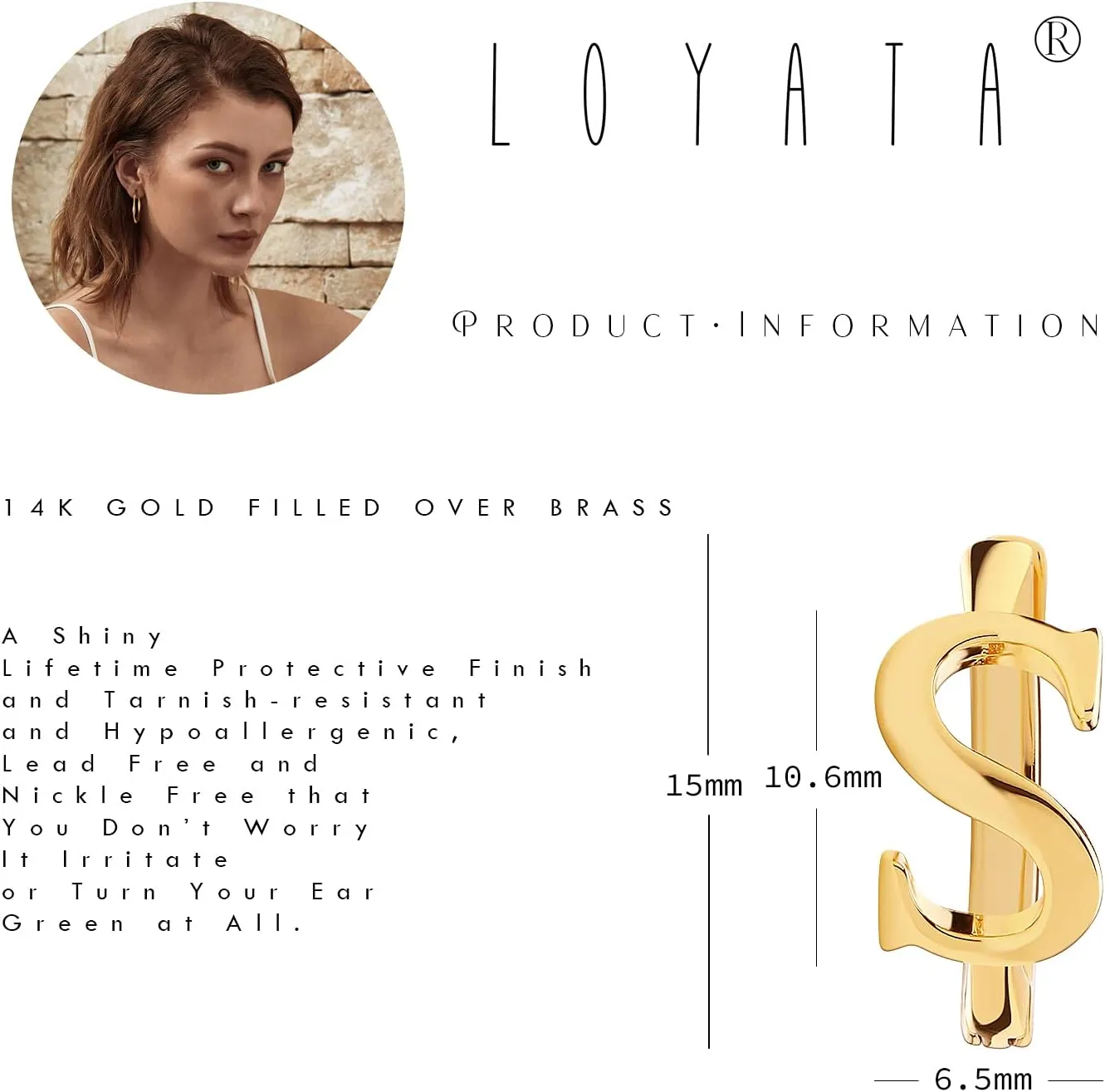 LOYATA Initial Huggie Hoop Earrings Gold Letter Sleeper 14K Gold Filled Earrings Simple Hypoallergenic Personalized Jewelry Gift for Women - 26 Letters