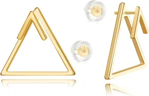 LOYATA Spike Earrings Gold Huggie Hoop Diamond Cubic Zirconia 14K Gold Plated Dainty Small Simple Hypoallergenic Geometric Jewelry Gift for Women