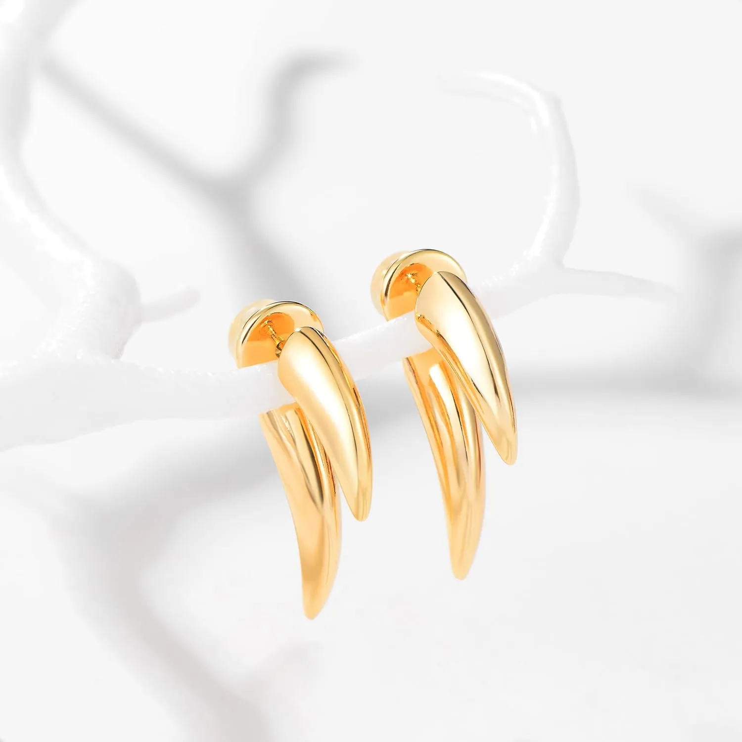 LOYATA Spike Earrings Gold Huggie Hoop Diamond Cubic Zirconia 14K Gold Plated Dainty Small Simple Hypoallergenic Geometric Jewelry Gift for Women