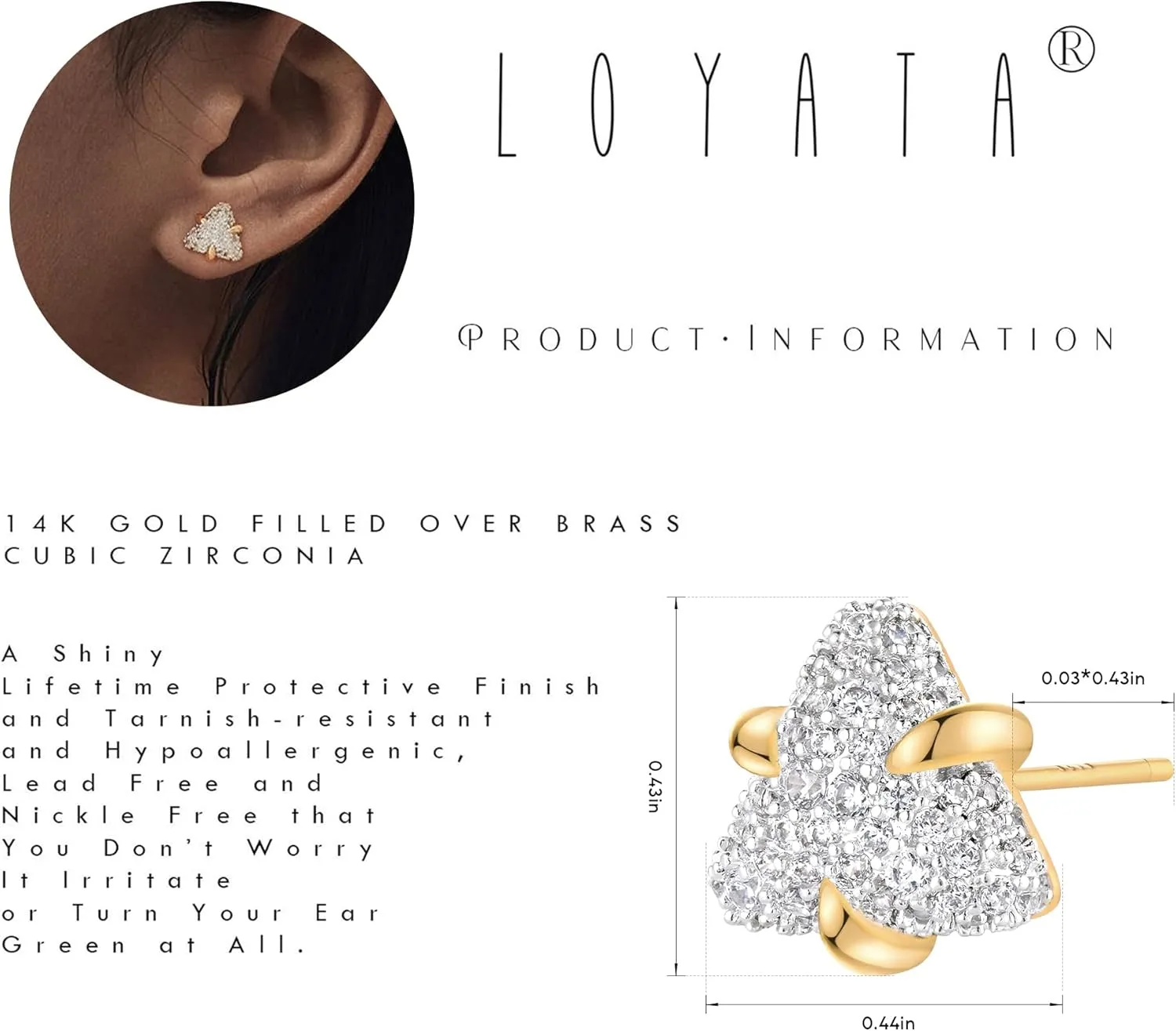 LOYATA Spike Earrings Gold Huggie Hoop Diamond Cubic Zirconia 14K Gold Plated Dainty Small Simple Hypoallergenic Geometric Jewelry Gift for Women