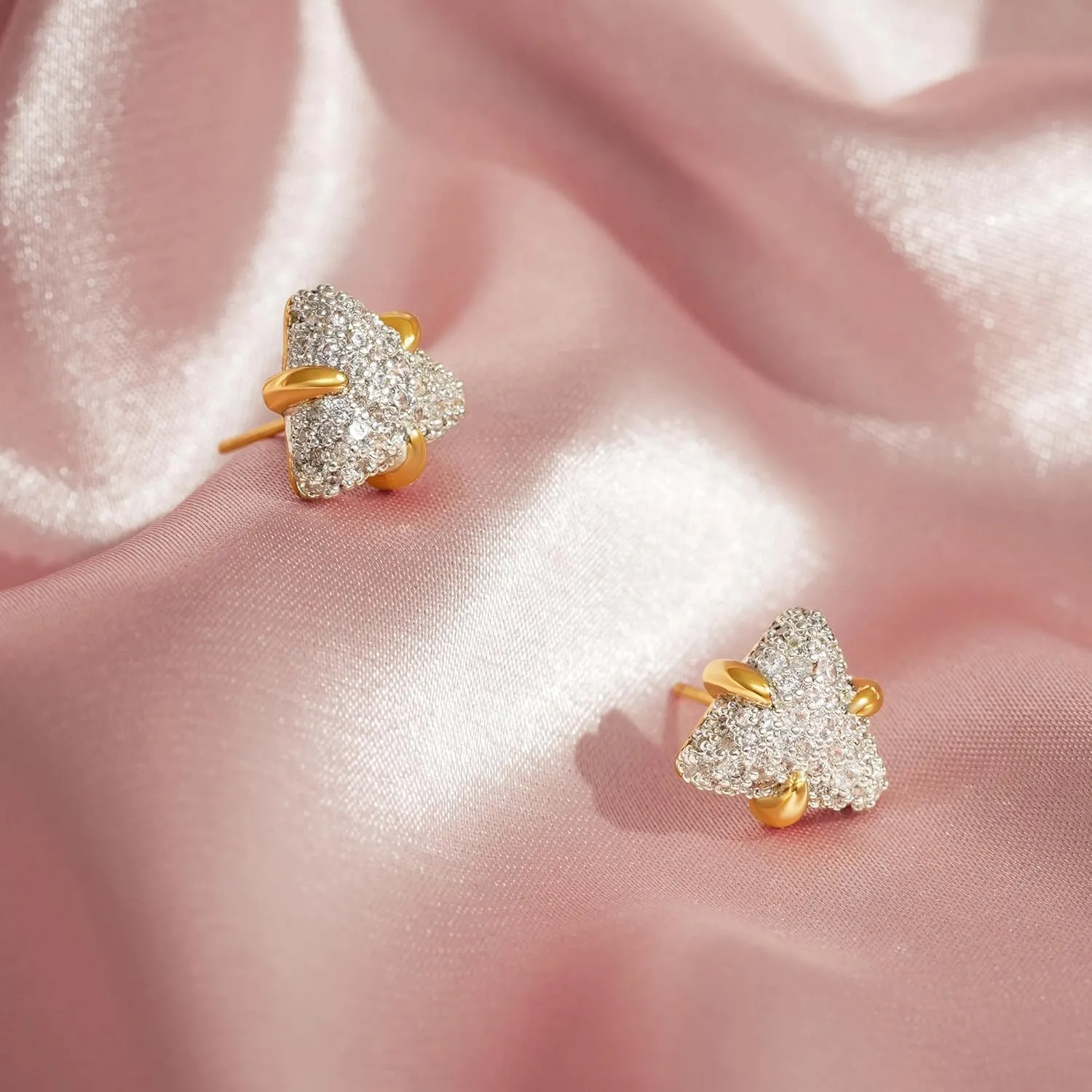 LOYATA Spike Earrings Gold Huggie Hoop Diamond Cubic Zirconia 14K Gold Plated Dainty Small Simple Hypoallergenic Geometric Jewelry Gift for Women