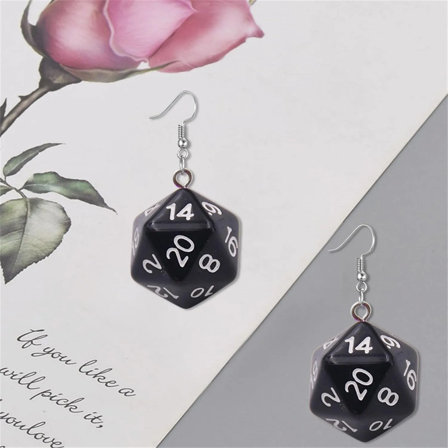 MALOYANVE 3D Dice Earrings for Women Creative Funny D20 Side Cubic Dice Geometric Dangle Drop Weird Earrings Aesthetic 80s Halloween Casino Costume Jewelry