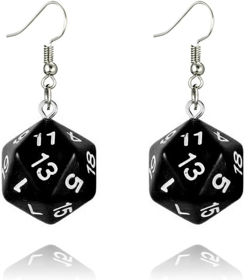 MALOYANVE 3D Dice Earrings for Women Creative Funny D20 Side Cubic Dice Geometric Dangle Drop Weird Earrings Aesthetic 80s Halloween Casino Costume Jewelry