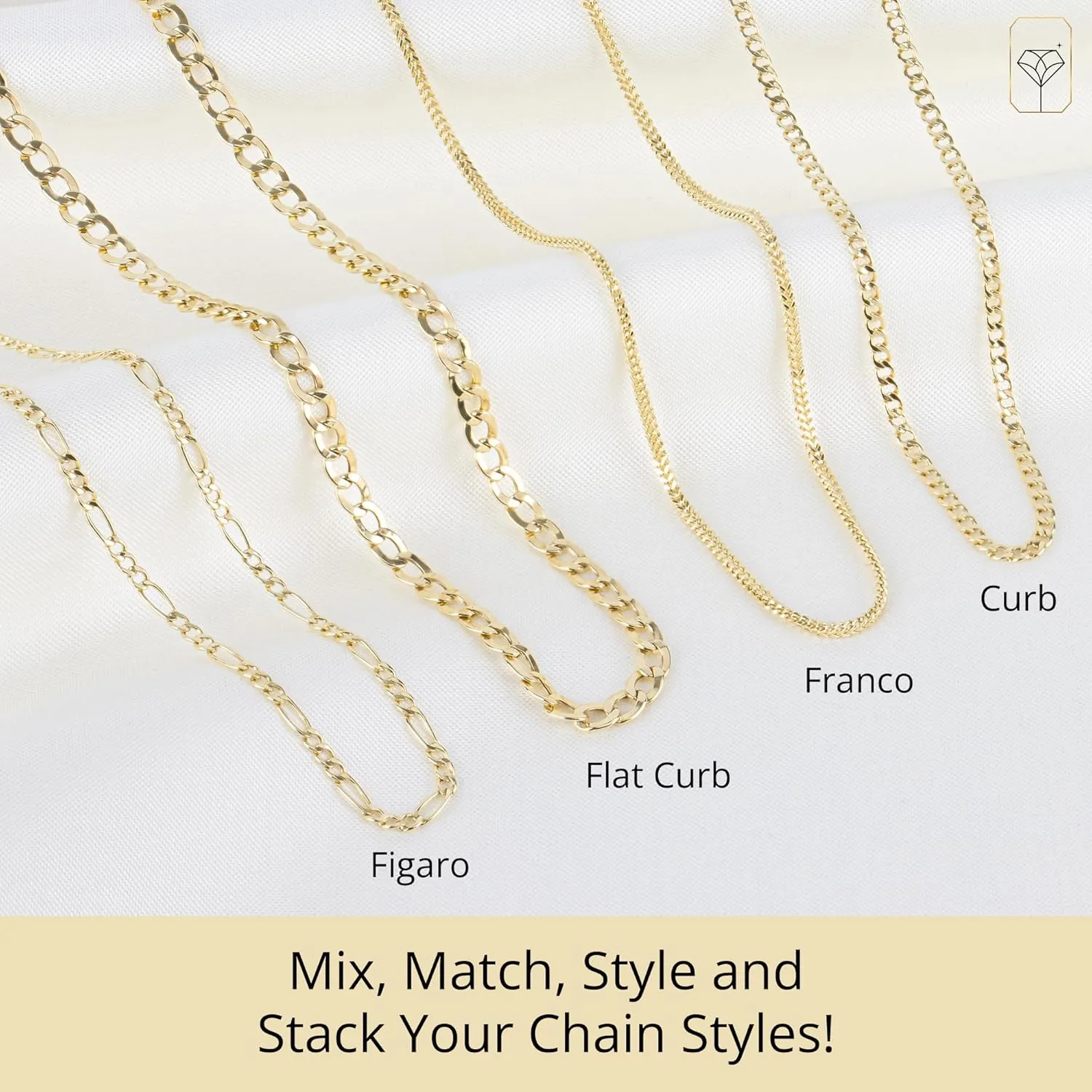 MAX   STONE 10K Gold Chains for Women & Men | 18 or 20 Inch Hypoallergenic Solid Gold Chains in Various Styles