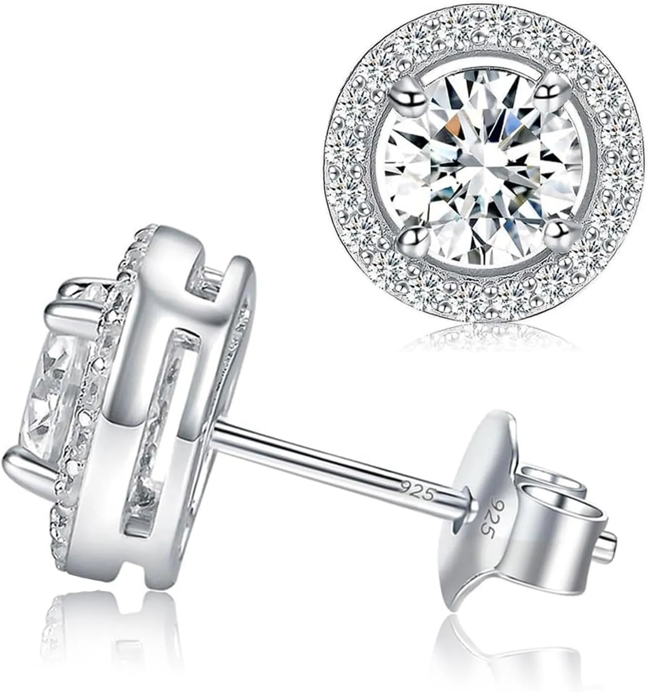 MDFUN D Color VVS1 Clarity Moissanite Stud Earrings 925 Sterling Silver Lab Created Diamond Earrings Jewelry for Women (with Gift Box)