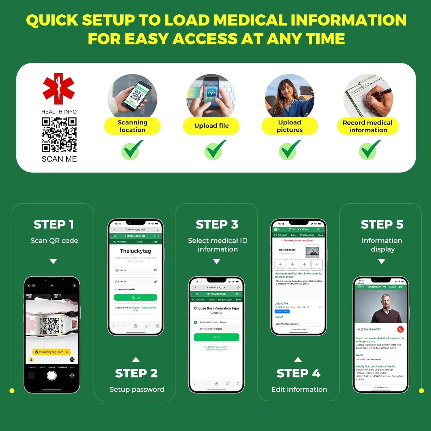 Medical Bracelets for Sport Men Women with QR Code Medical Alert ID Bracelets - Nylon Waterproof Wristband Fits Wrists Up to 7 inches - More Space Custom Emergency Med ID Alert Info