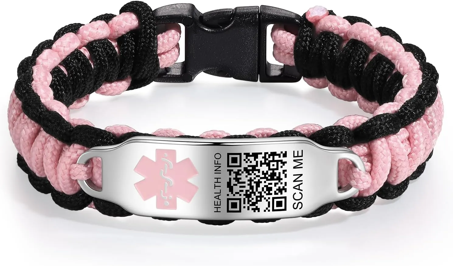 Medical Bracelets for Sport Men Women with QR Code Medical Alert ID Bracelets - Nylon Waterproof Wristband Fits Wrists Up to 7 inches - More Space Custom Emergency Med ID Alert Info