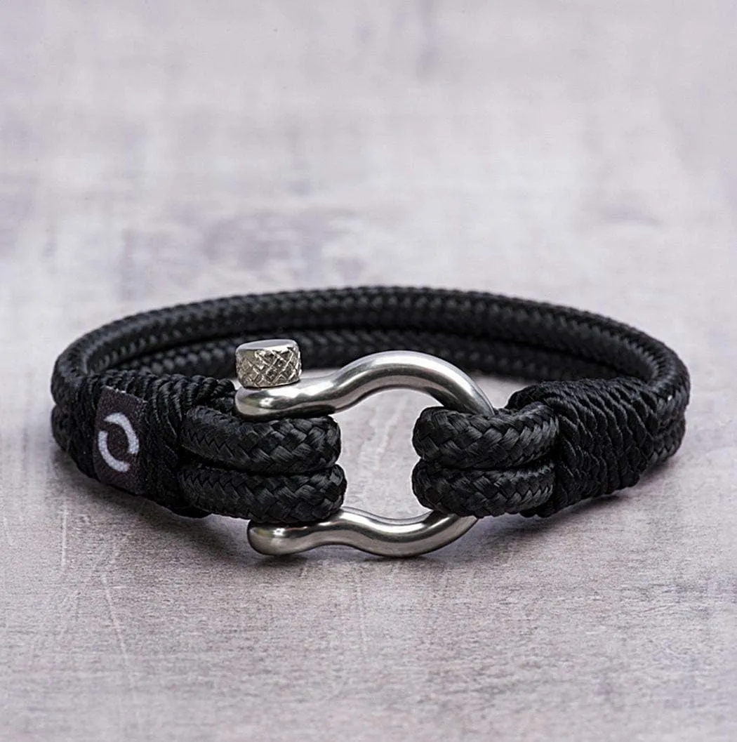 Mens Rope Bracelet - Stainless Steel Silver Shackle, Extremely Durable and Scratch Resistant Waterproof Paracord, Handmade, Nautical Wristband for Men