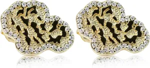 Men's Solid 14K Yellow Gold Plated 925 Sterling Silver Diamond Cut Stud Cubic Zirconia Screw Back Post Retro 90's Hip Hop Iced Cz Solid Nugget Earrings For Men