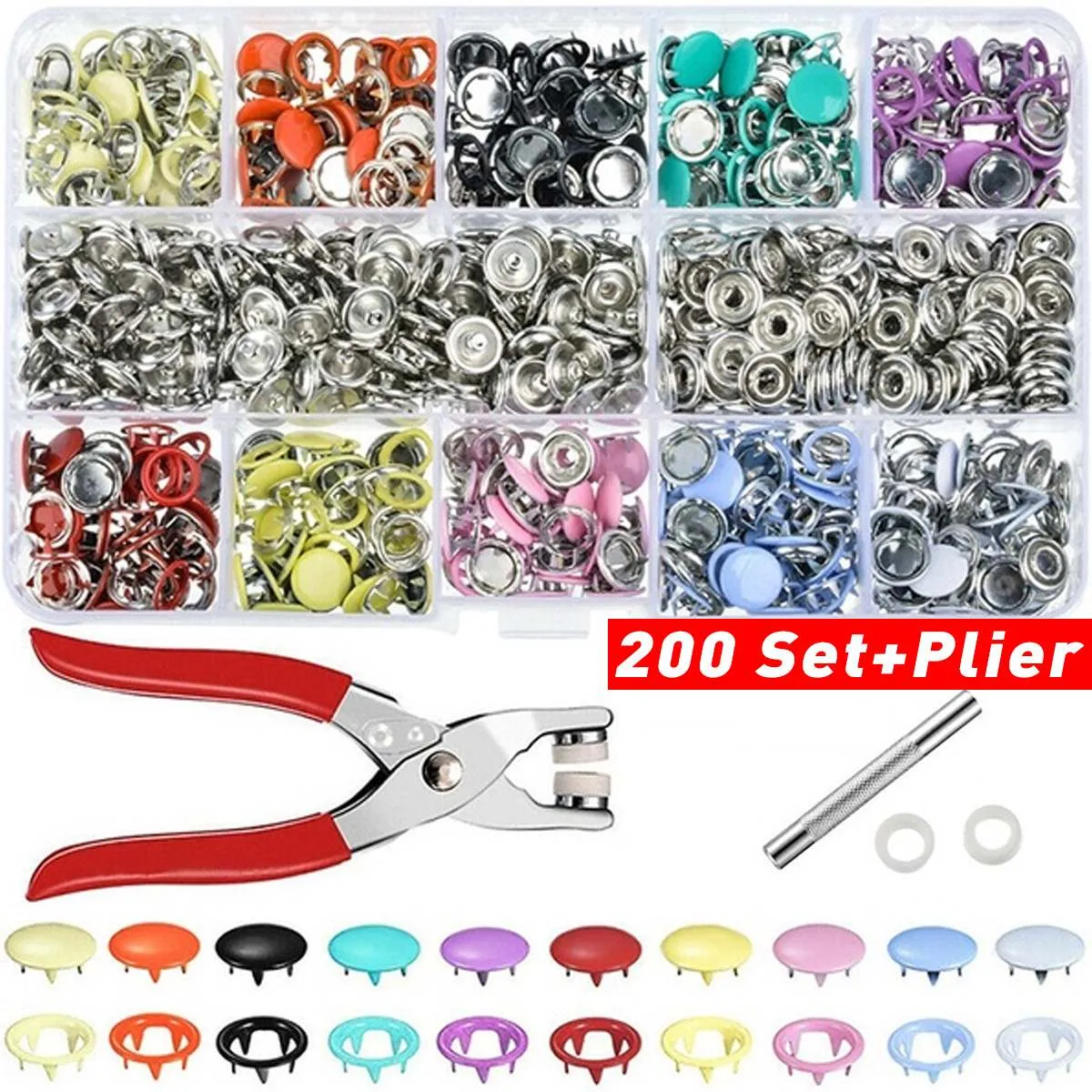 Metal Clothes Sewing Buttons Prong Ring Press Studs Snap Fasteners   Clip Pliers Sewing